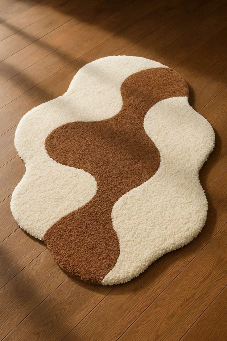 Alfombra tufting artesanal con diseño orgánico